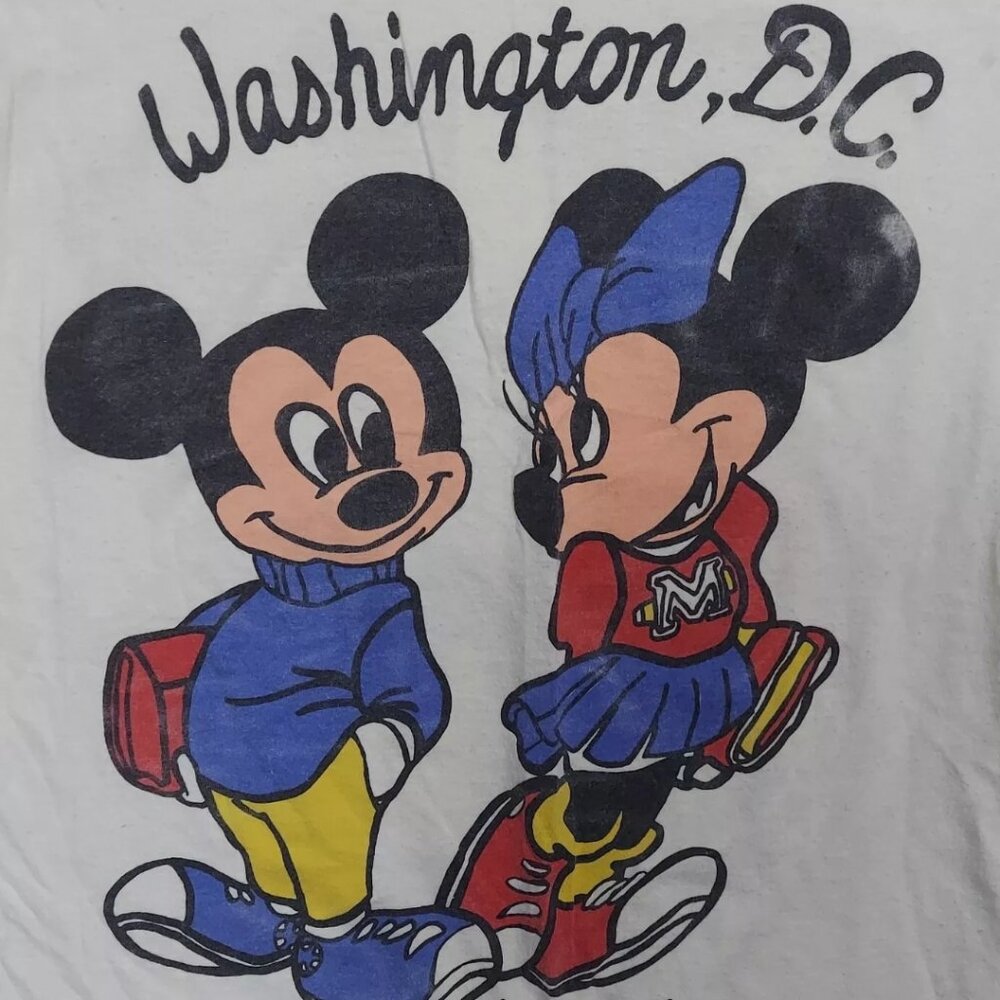 Vintage Mickey and Minnie Mouse Tee Shirt School College Washington DC